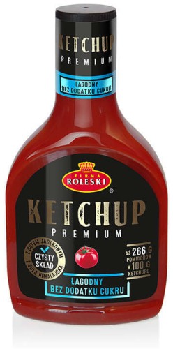 Ketchup łagodny premium bez dodatku cukru 425g Roleski